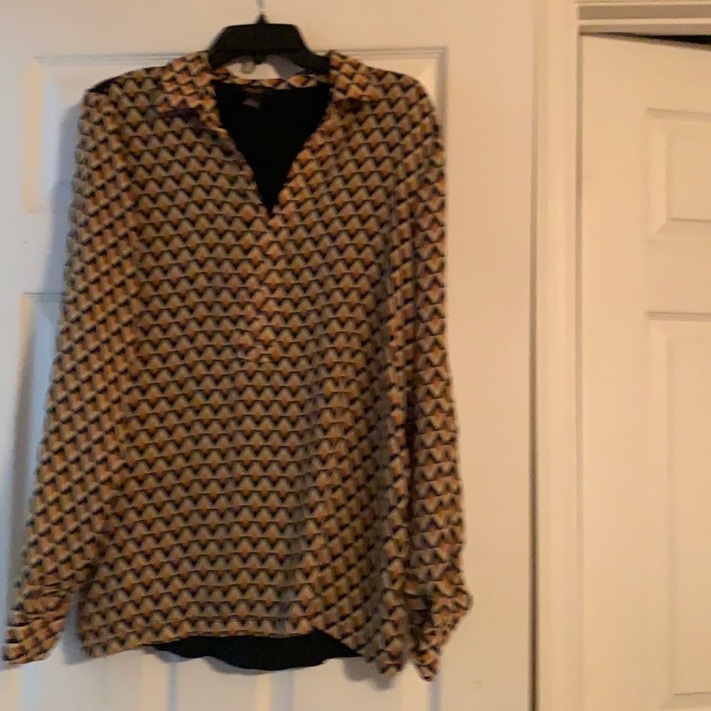 Gold, black & tan blouse